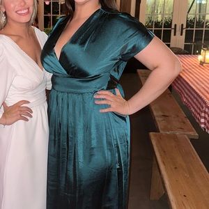 Dark Green Emerald Silk Maxi Dress Anne Klein